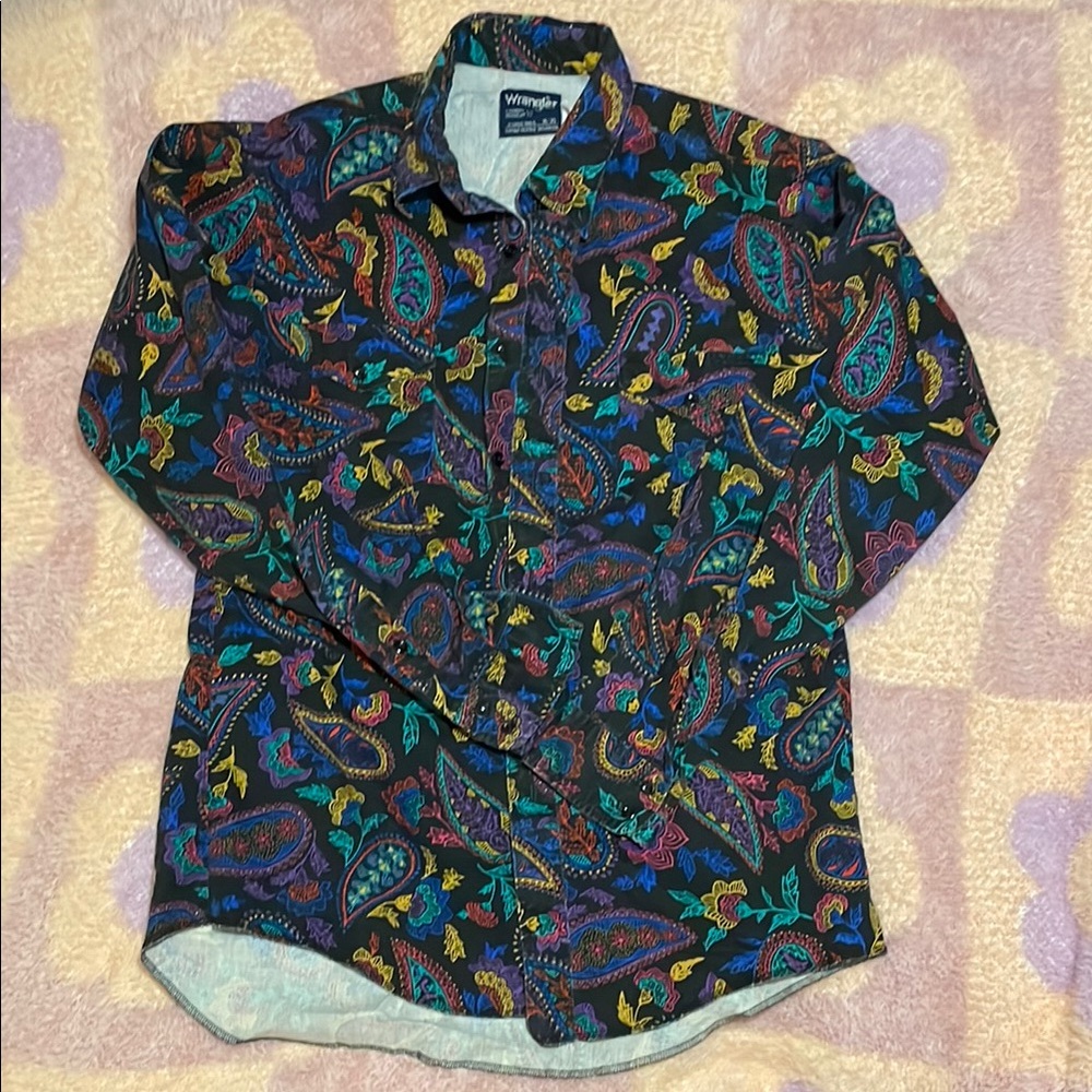 Wrangler Casual Button Down Shirt Blue and Green